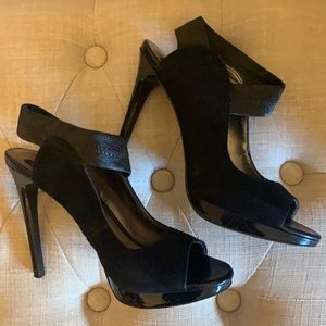 Black suede Carlos Santana Heels size 6.5